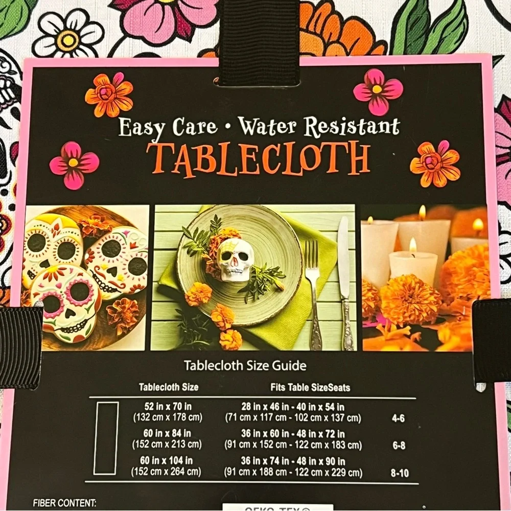 New Day of the Dead Tablecloth, Water Resistant Halloween